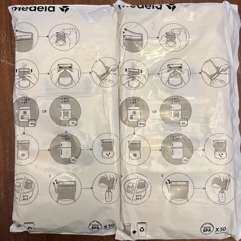 Medela Breastmilk Storage Bags 7oz 50 Count Total of 100 Bags. Brand lot of 2